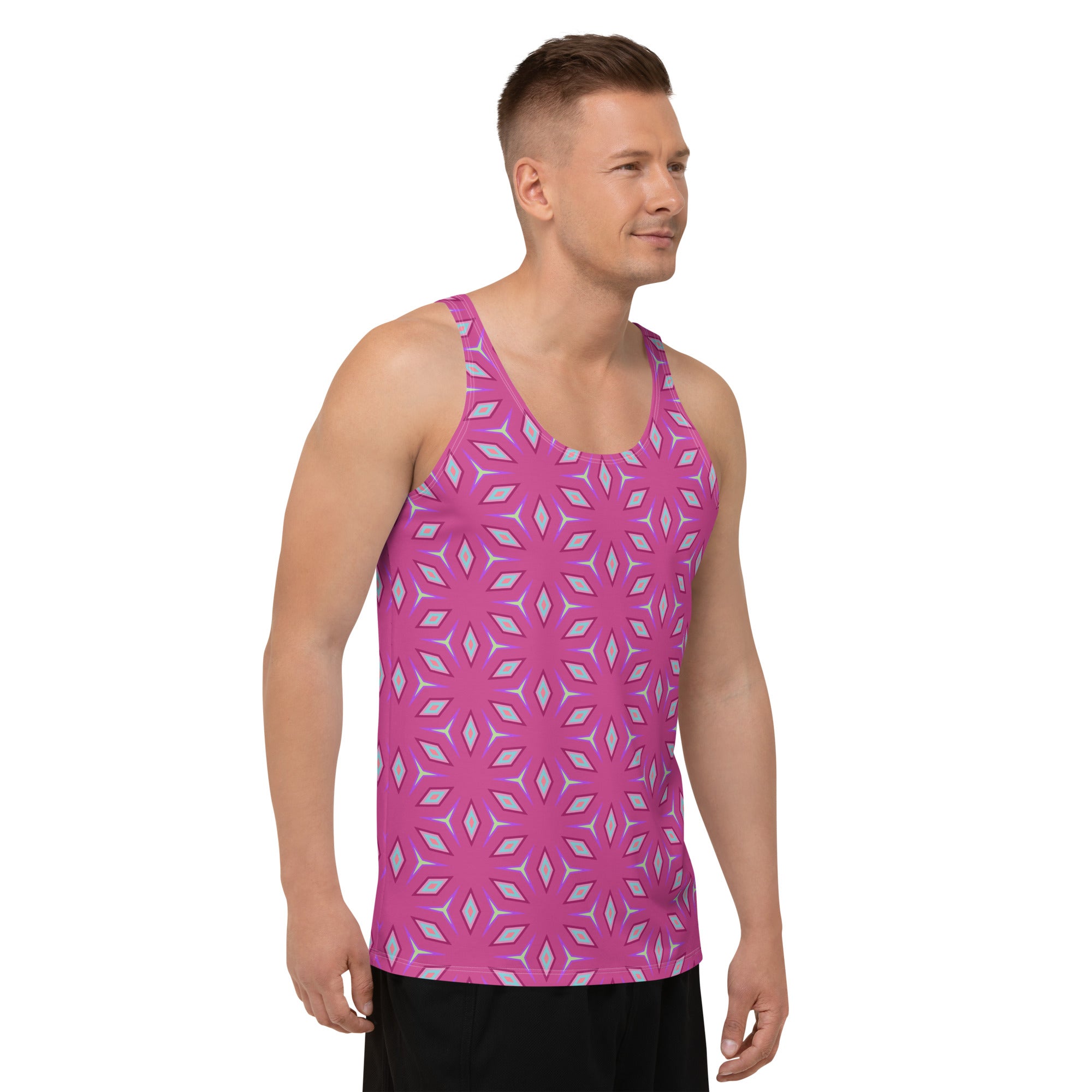 Model wearing Digital Dreams Men's Tank Top