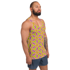 Stylish men's tank top with traditional motifs.