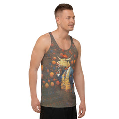 Wildlife-inspired tank top with buffalo motif for men