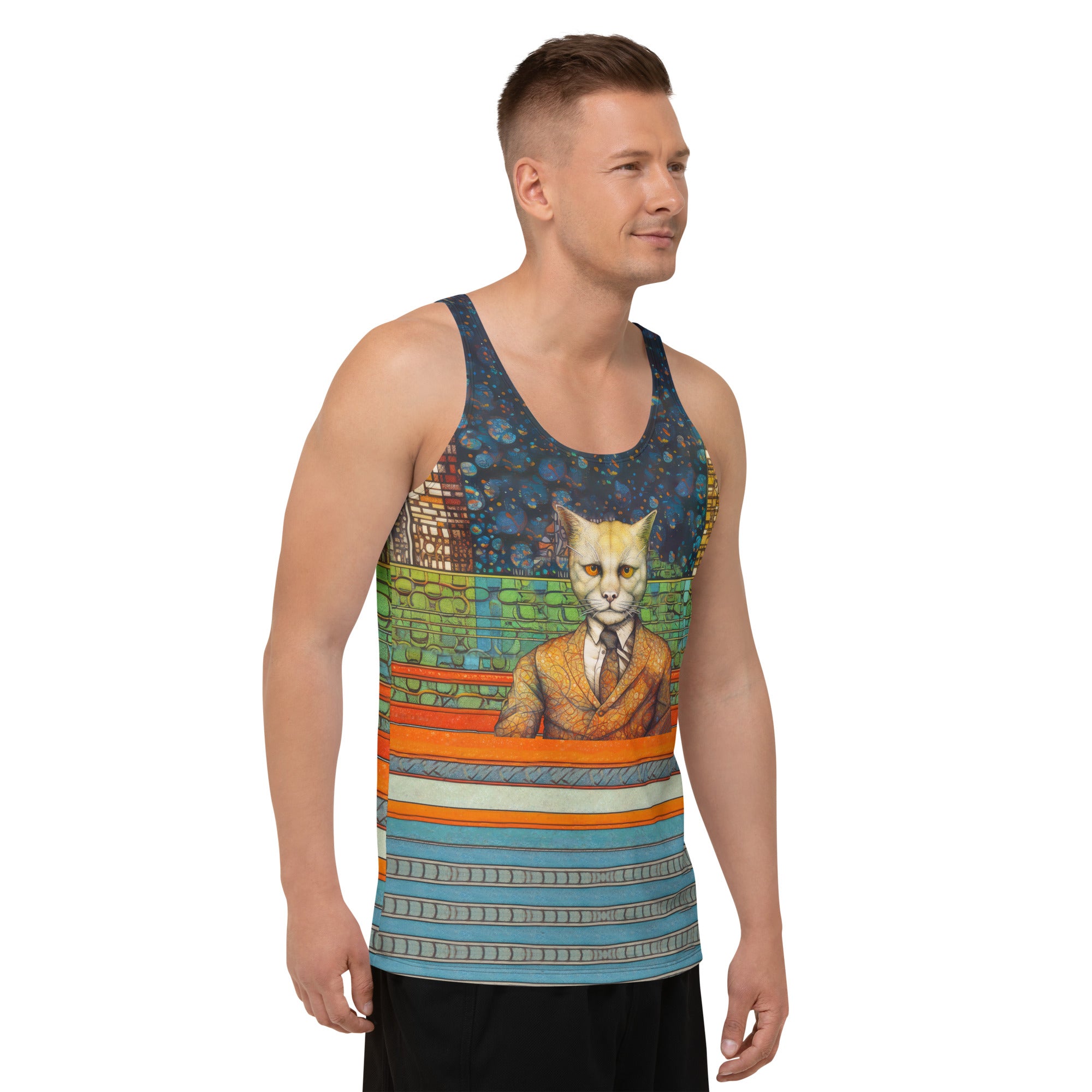 Trendy men's Cat's Meow tank top.