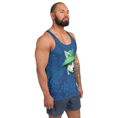 Comfortable men's tank top with loyal companion dog print