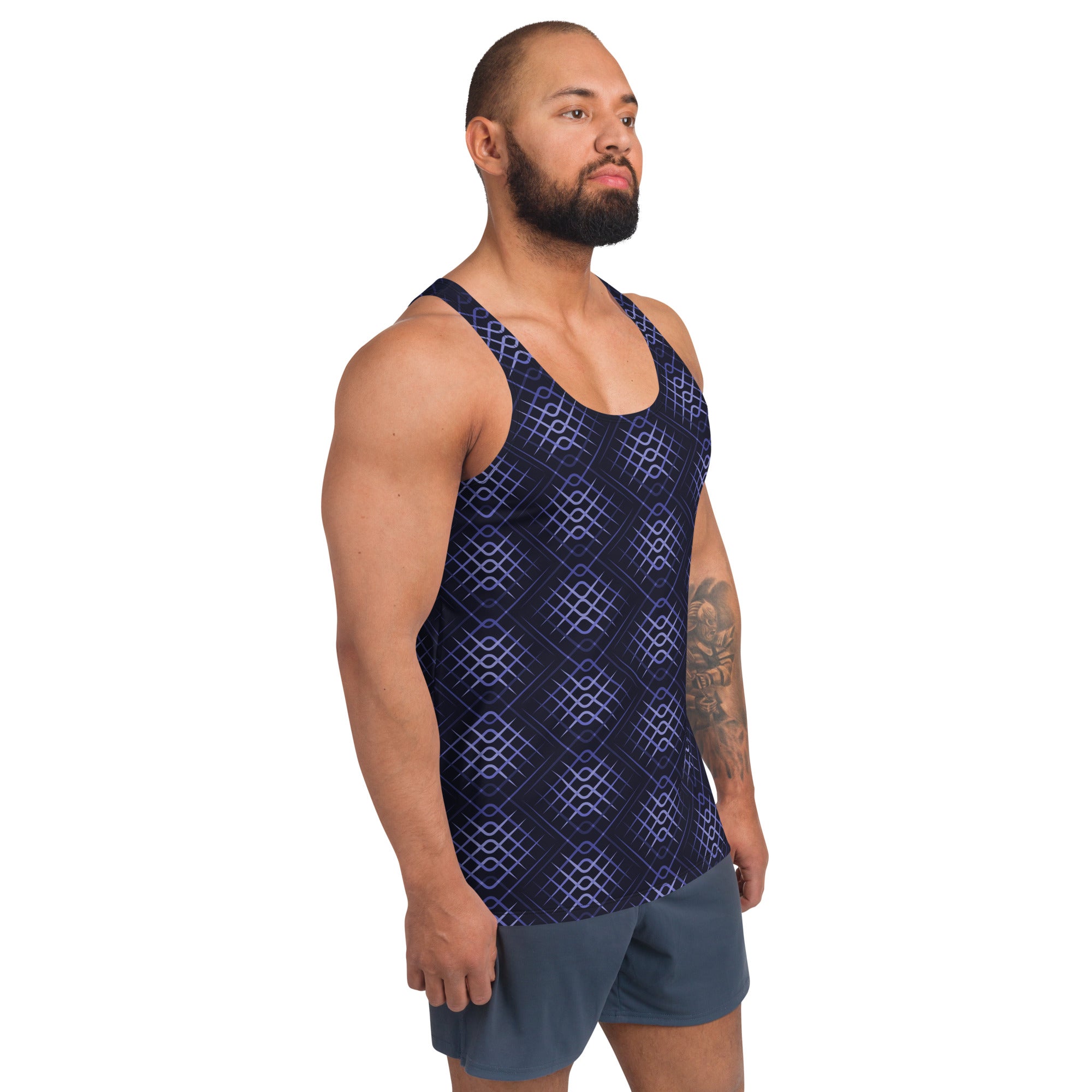 Front view of Electric Pulse Men's Tank Top on display