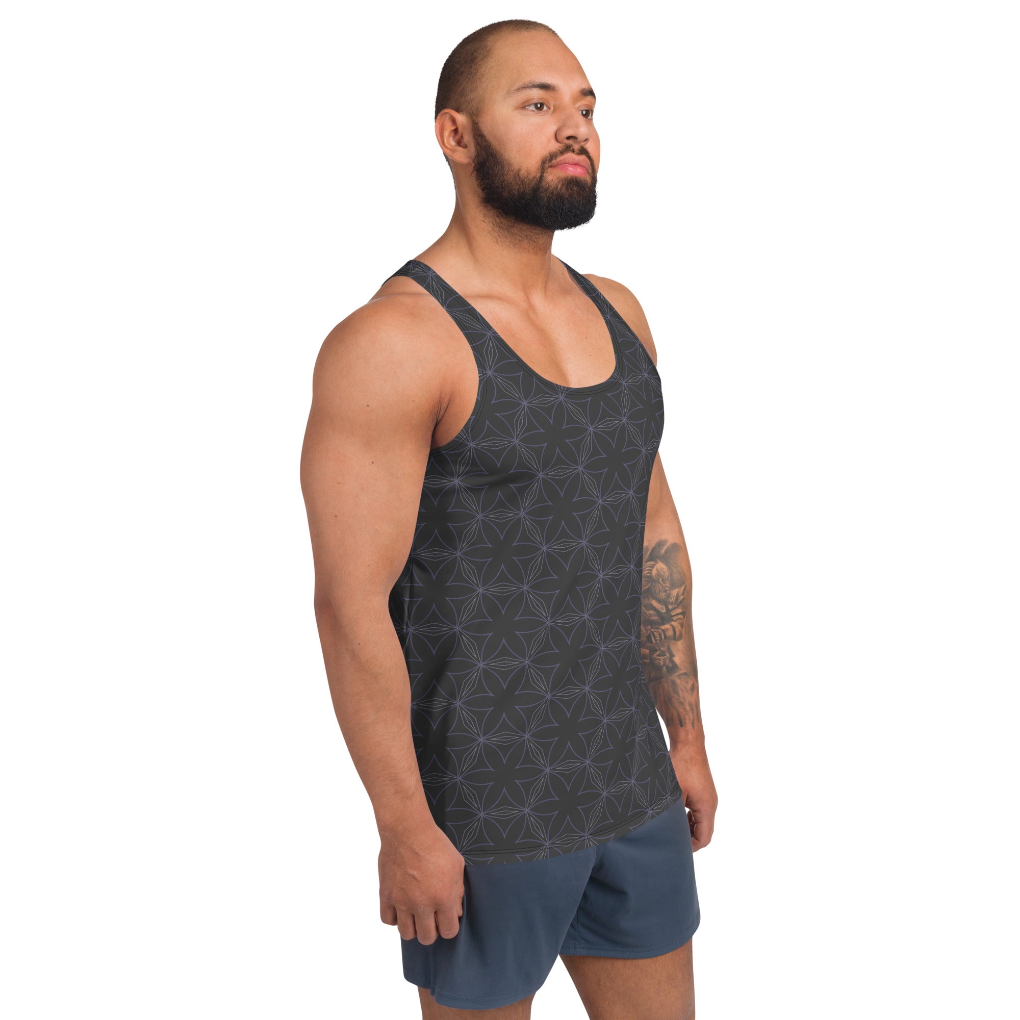 Model wearing Urban Camo Men's Tank Top outdoors