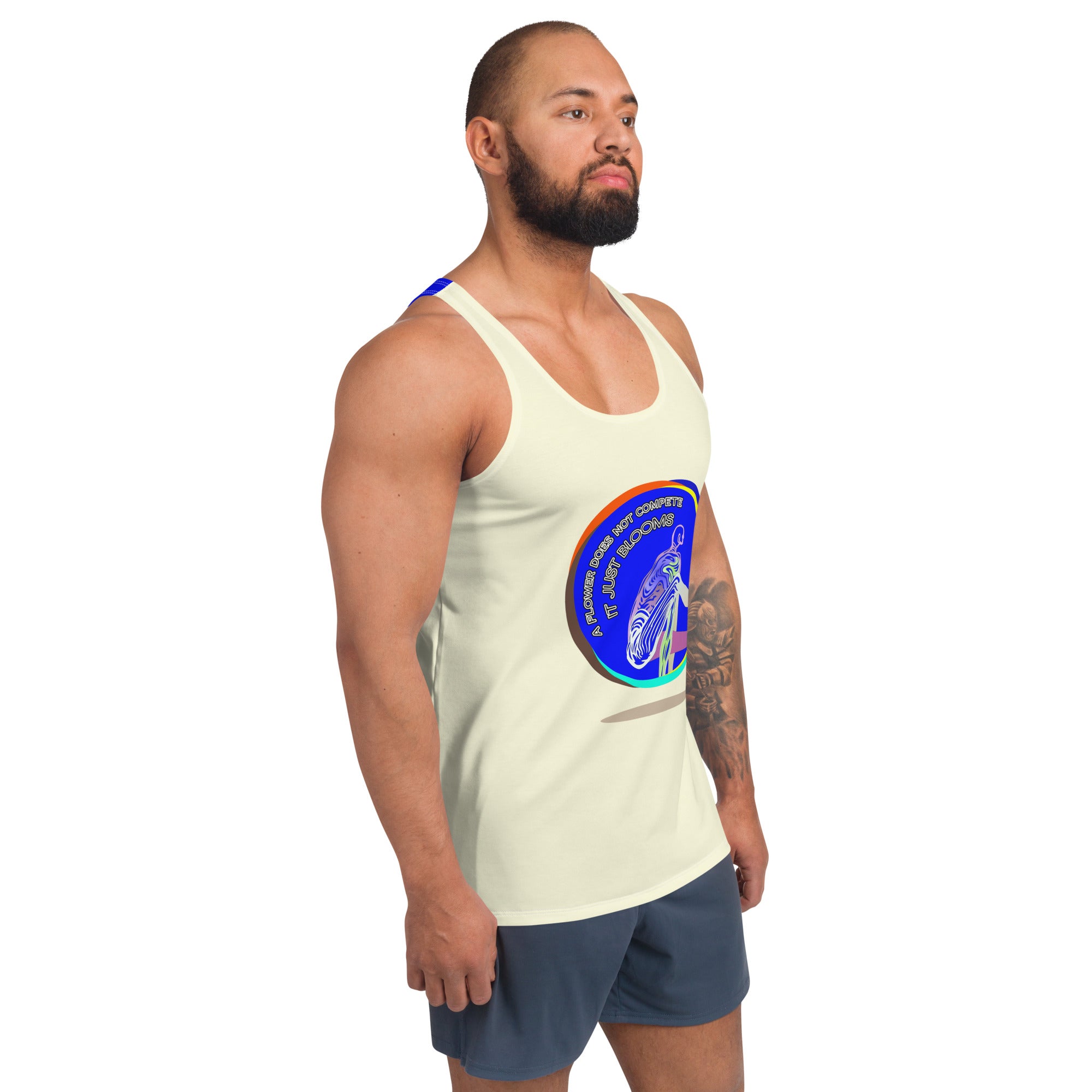 Pure Harmony Men's Tank Top in various colors laid out.

