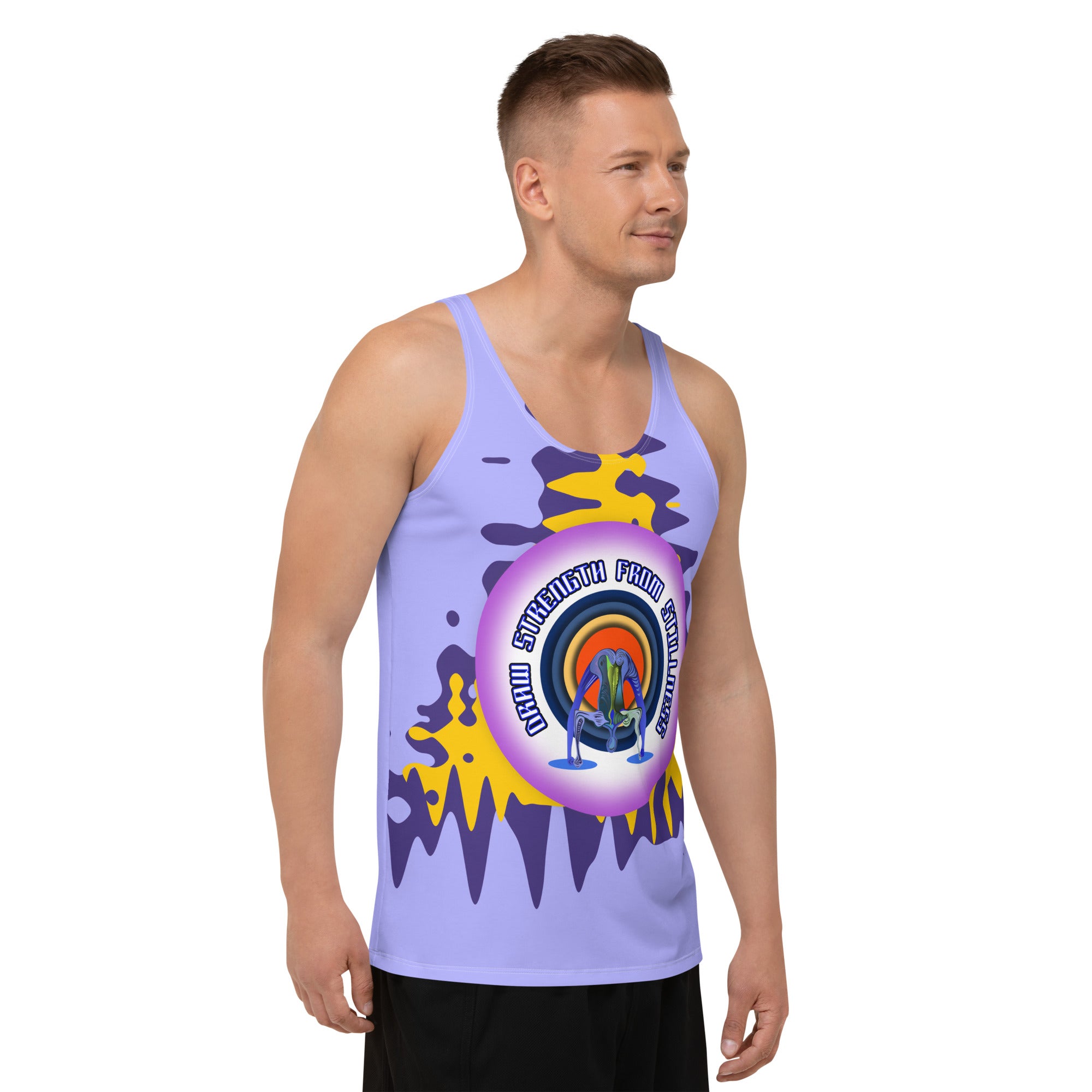 Men's sleeveless tank top for yoga, gym, and casual wear.