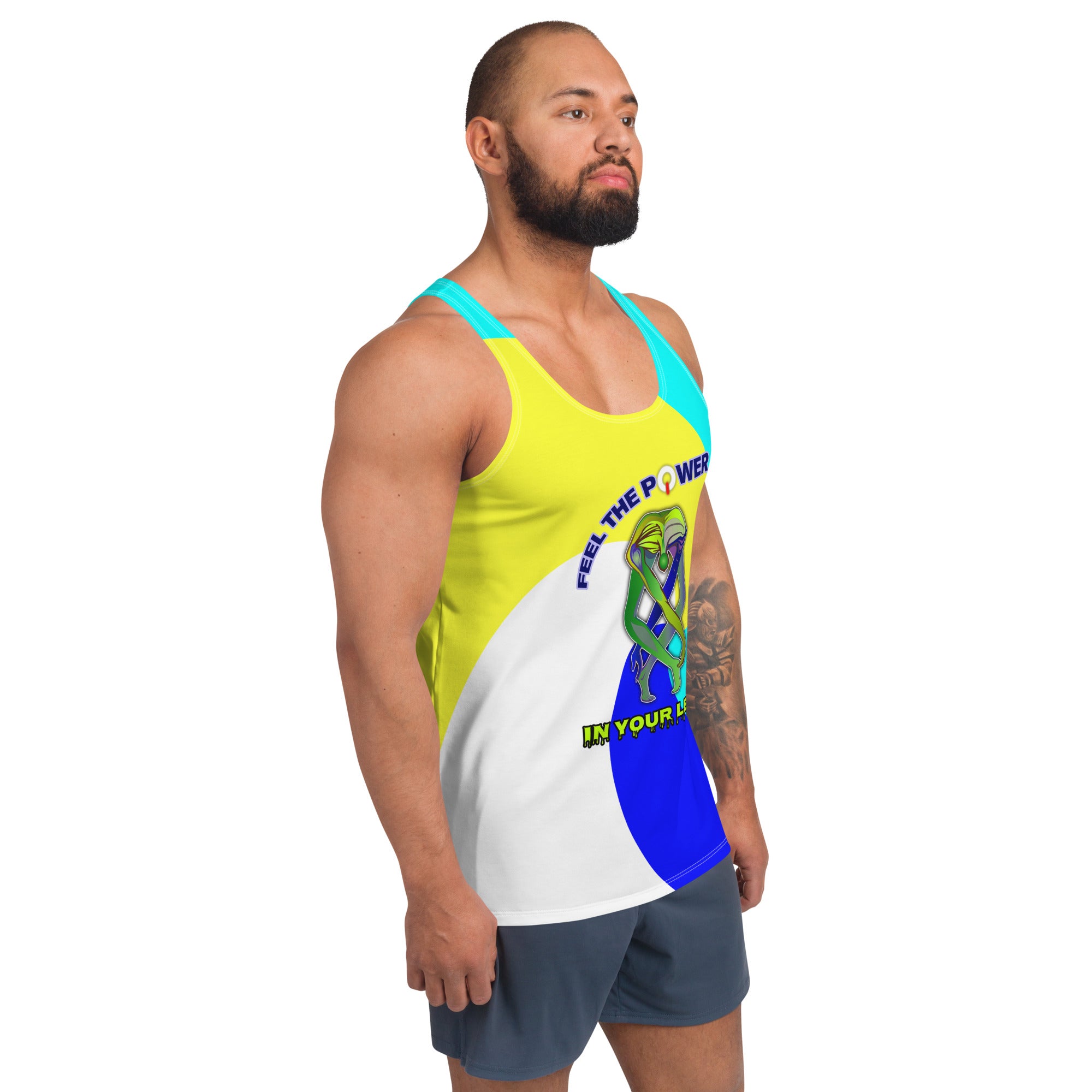 Rear view of Aligned Asanas Men's Tank Top.