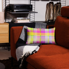 Close-up of the Neon Dreams Premium Accent Pillow, showcasing its vibrant neon colors and stylish design.
