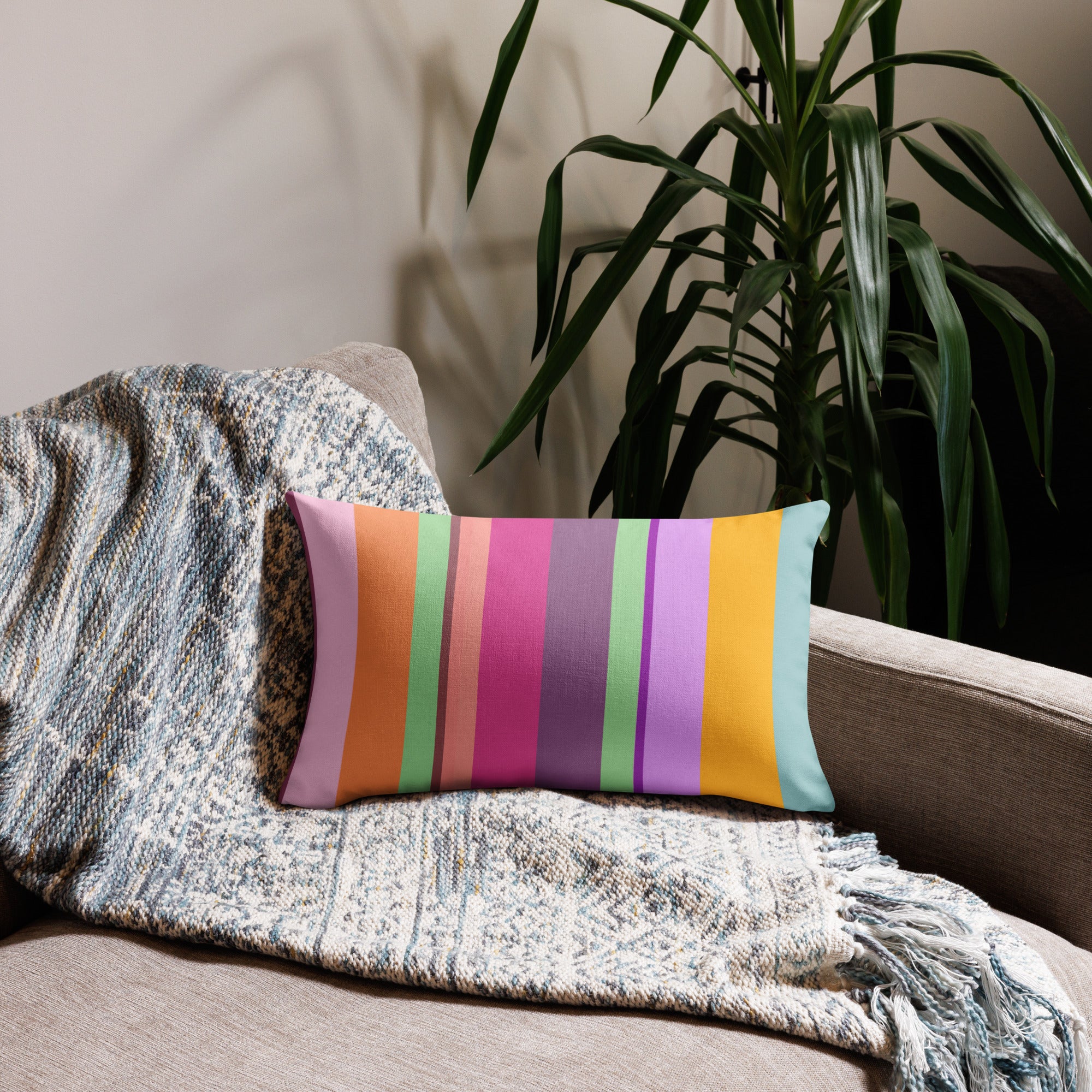 Elegant and comfortable Serene Horizon Accent Pillow on a modern sofa.