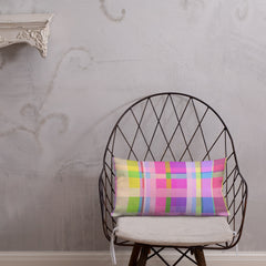 Rainbow Boxed Pillow as a vibrant bedroom accessory.