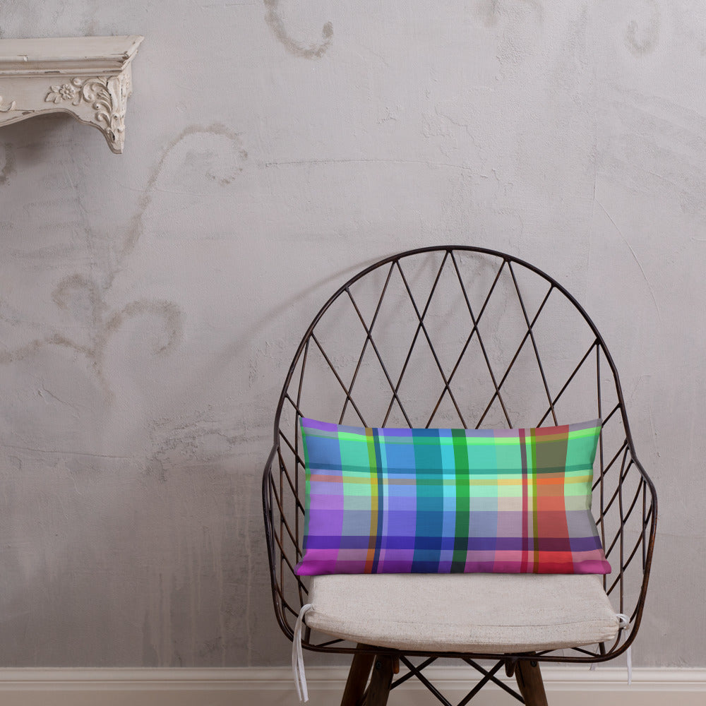 Detail shot of the stitching and craftsmanship on the Galactic Spectrum Premium Accent Pillow.