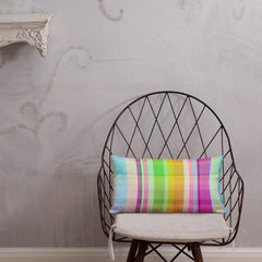 High-quality decorative cushion with a whimsical cosmic carnival pattern, ideal for modern and eclectic interiors.