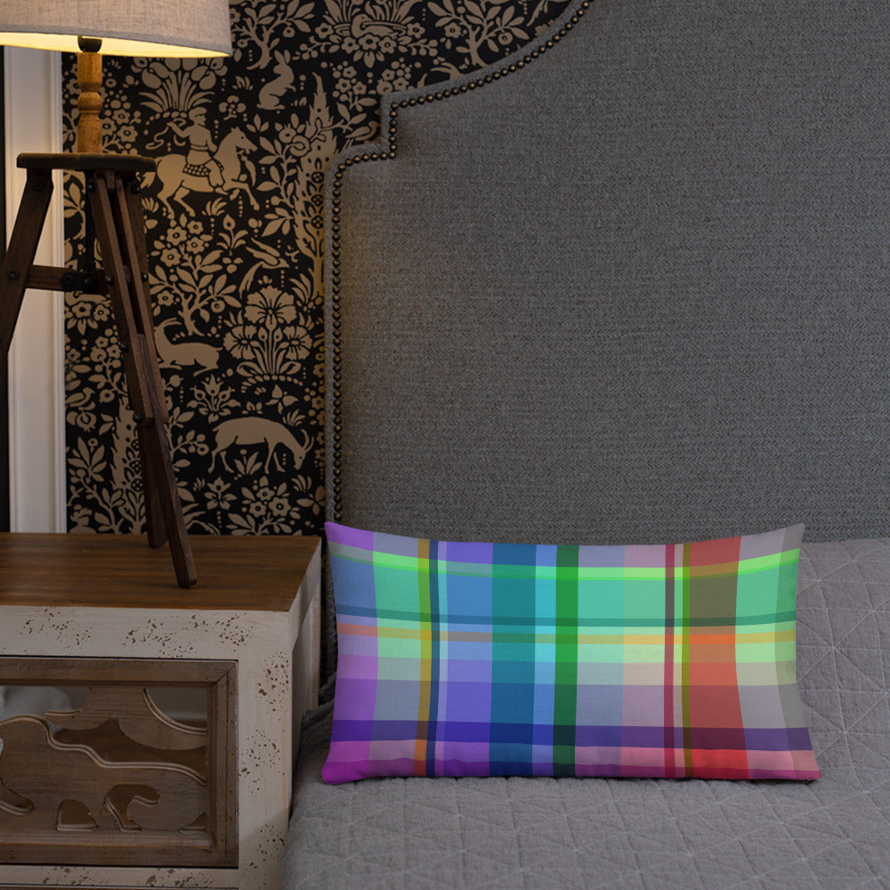 Galactic Spectrum Premium Accent Pillow featured in a contemporary interior, complementing the decor.
