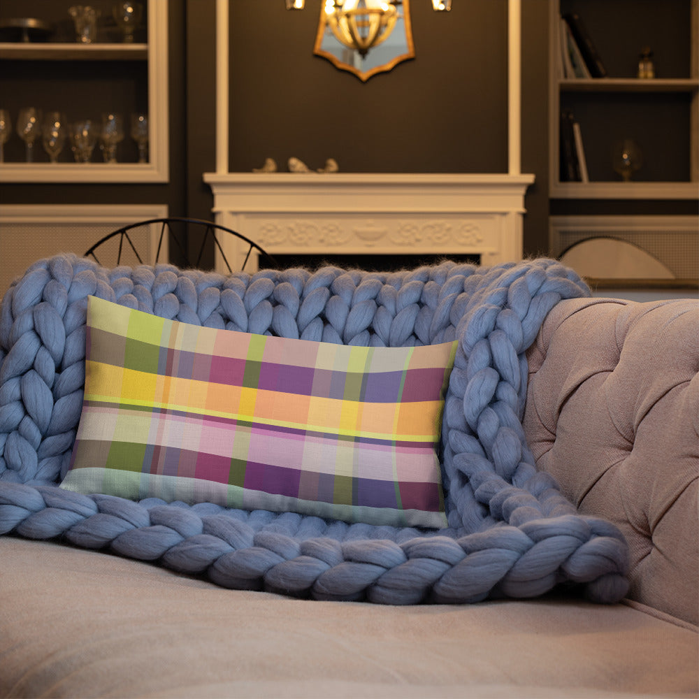 Tropical Paradise Premium Accent Pillow displayed on a wicker chair, evoking a sense of relaxation and exotic beauty.