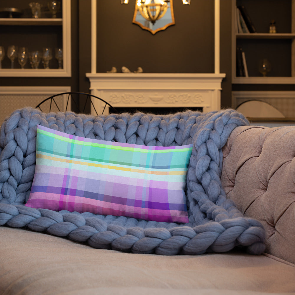 Stylish home decor with the Vibrant Color Blocks Premium Accent Pillow as a chic accent.