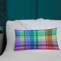 Galactic Spectrum Premium Accent Pillow styled in a modern living room, creating a focal point on the armchair.