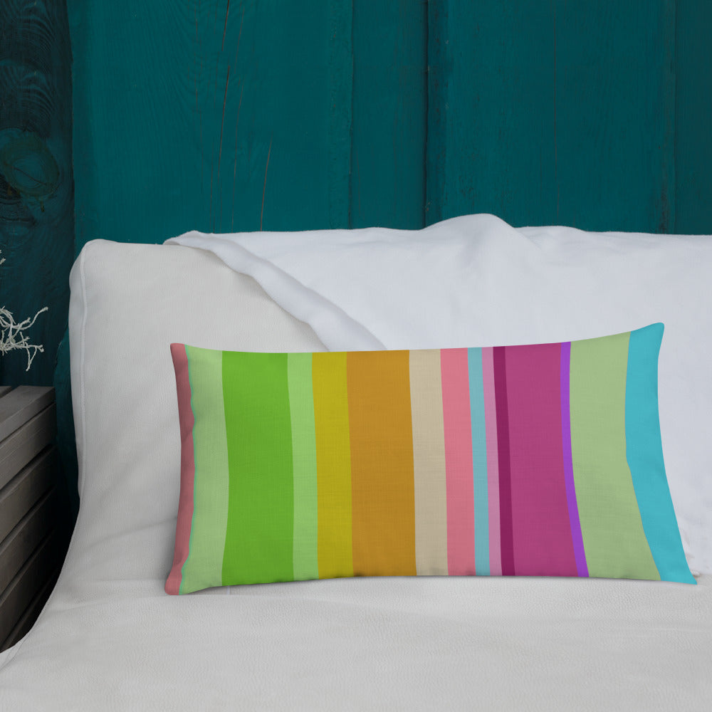 Premium Accent Pillow with vintage design displayed on an armchair.