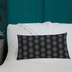 Modern urban graffiti pillow adding a vibrant touch to home decor.