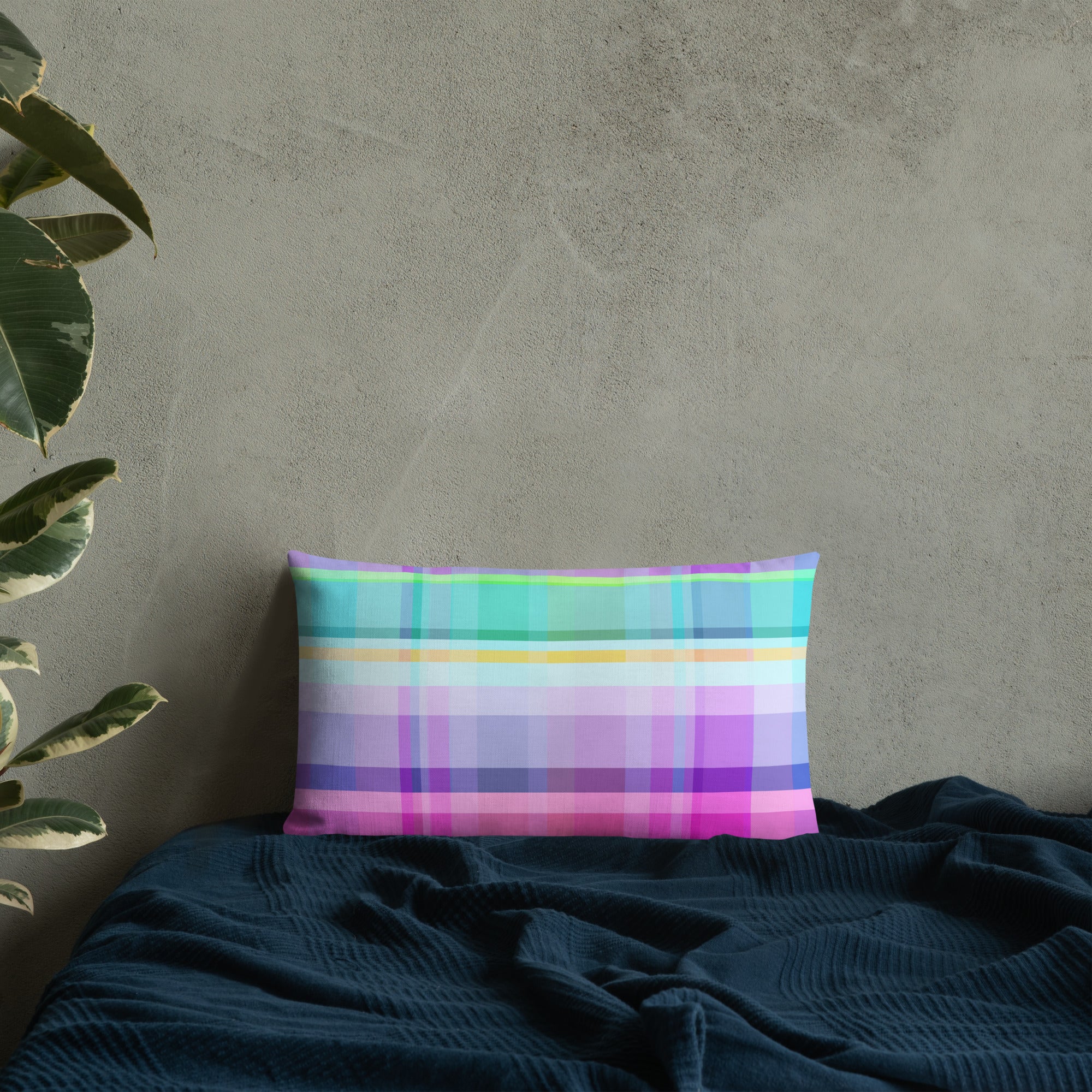 Contemporary interior styling with the Vibrant Color Blocks Premium Accent Pillow as a decorative accessory.