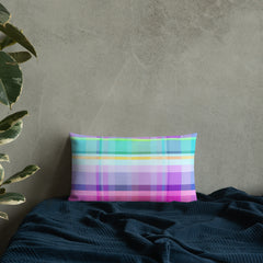 Contemporary interior styling with the Vibrant Color Blocks Premium Accent Pillow as a decorative accessory.