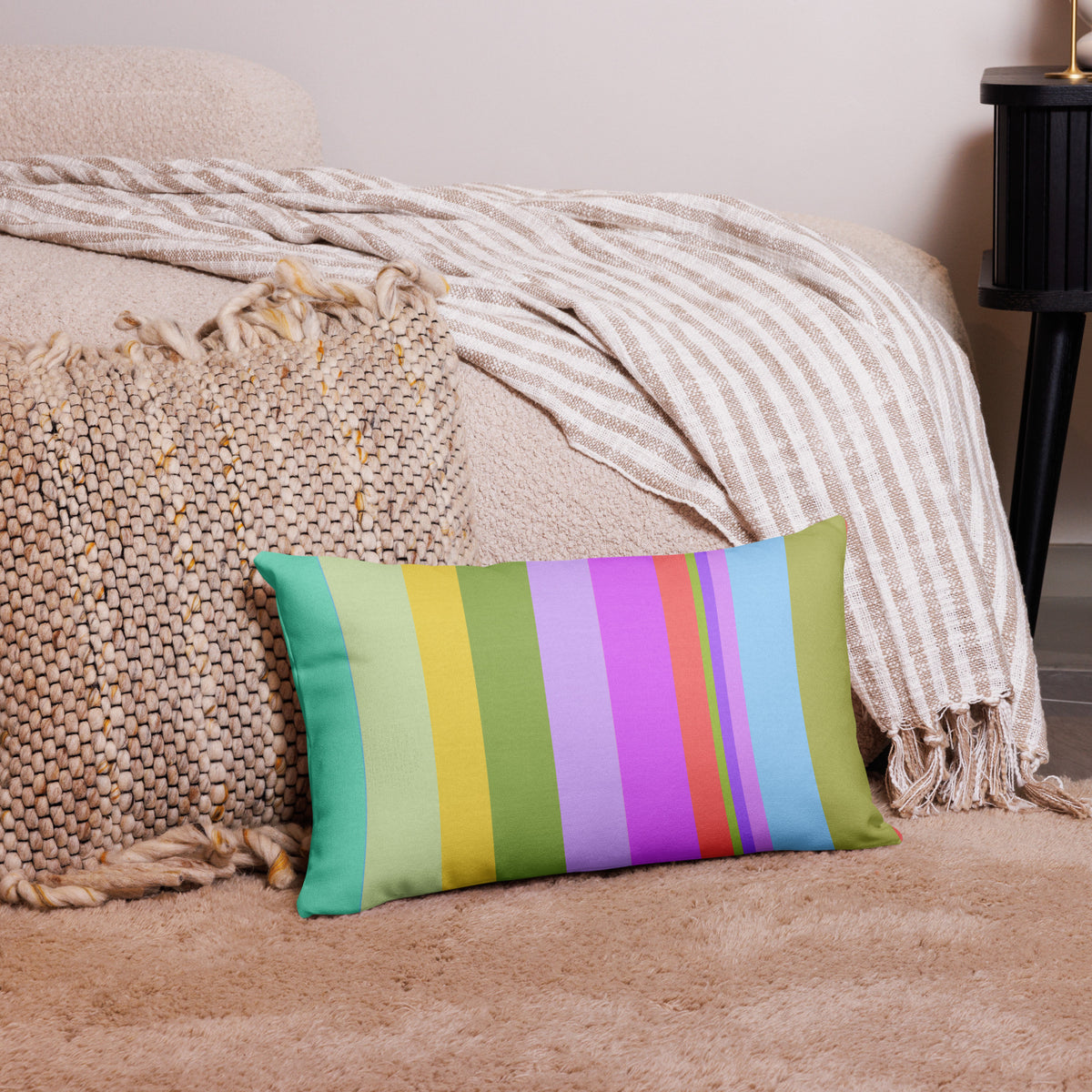 Coastal Chic Premium Accent Pillow in a beautifully decorated living room.