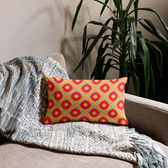 Abstract design premium accent pillow in vibrant colors.