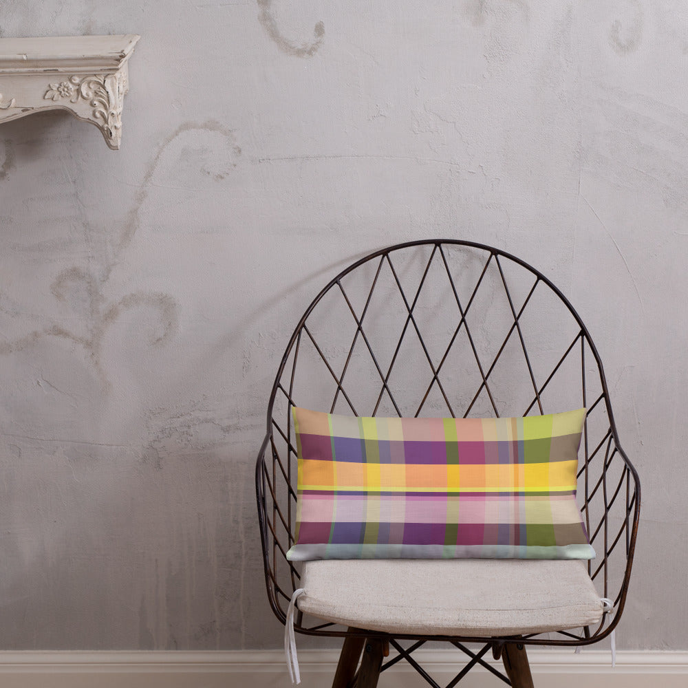 Close-up of the Tropical Paradise Premium Accent Pillow, showcasing its intricate tropical foliage and vibrant colors.