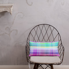 Vibrant Color Blocks Premium Accent Pillow showcased on a sofa, enhancing the living room decor.