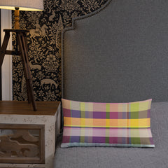 Tropical Paradise Premium Accent Pillow styled on a bed, creating a serene and tropical-inspired bedroom ambiance.