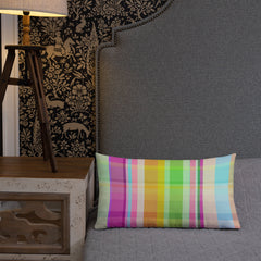 Close-up of the Cosmic Carnival Premium Accent Pillow, highlighting its intricate cosmic carnival pattern and premium fabric.