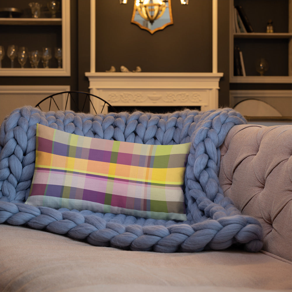 Exotic palm leaves and floral pattern of the Tropical Paradise Premium Accent Pillow, bringing a tropical vibe to any space.