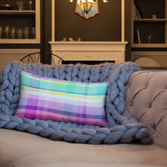 Modern interior with the Vibrant Color Blocks Premium Accent Pillow adding a pop of color to the room.