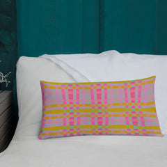 Urban Grid Box Stripe Accent Pillow in elegant living room setting.