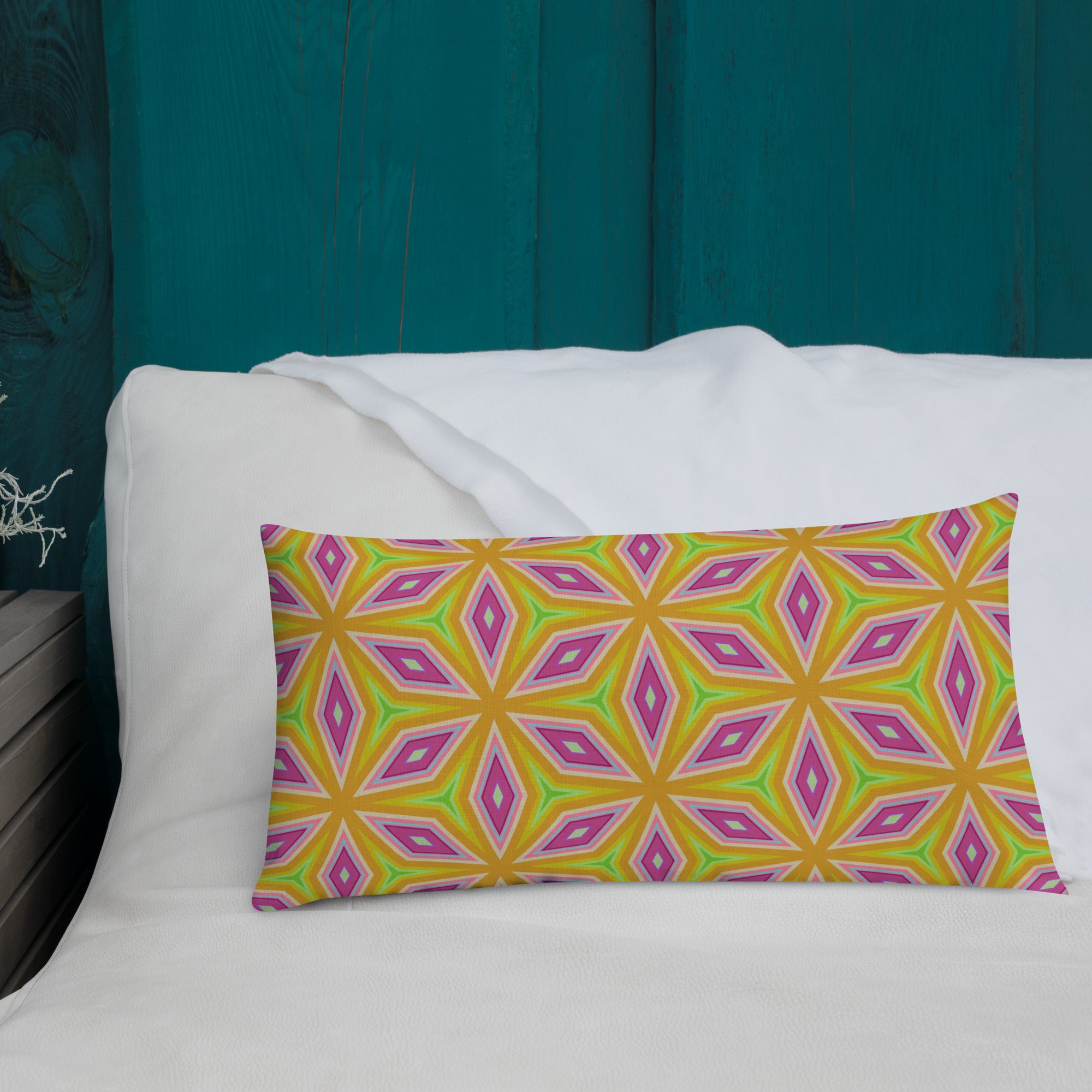 Modern Mosaic design on premium accent pillow for contemporary decor.