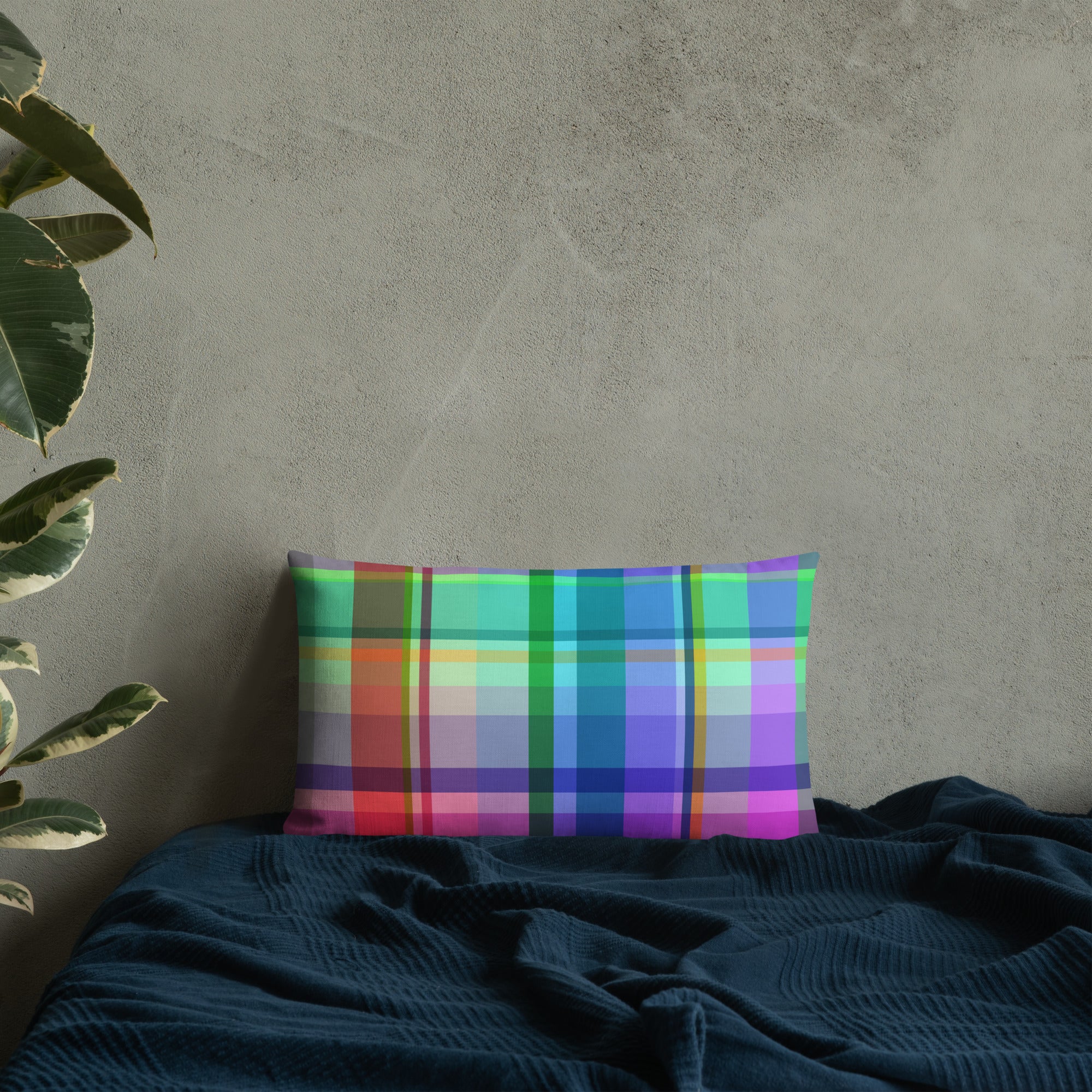 Galactic Spectrum Premium Accent Pillow paired with other decorative cushions for a cohesive look on a couch.