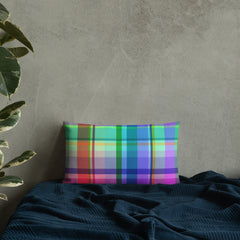 Galactic Spectrum Premium Accent Pillow paired with other decorative cushions for a cohesive look on a couch.