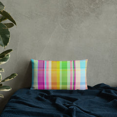 Premium accent pillow featuring a vibrant cosmic carnival design, enhancing the ambiance of any room.