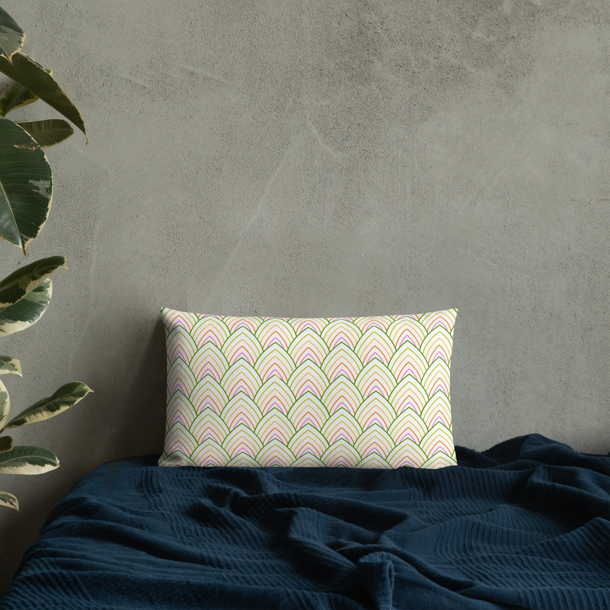 Close-up of Geometric Bliss premium pillow with intricate design.