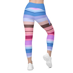 Vibrant Watercolor Strokes Crossover Leggings with Pockets