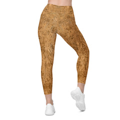 Side View of Velvet Leggings with Crossover Waistband