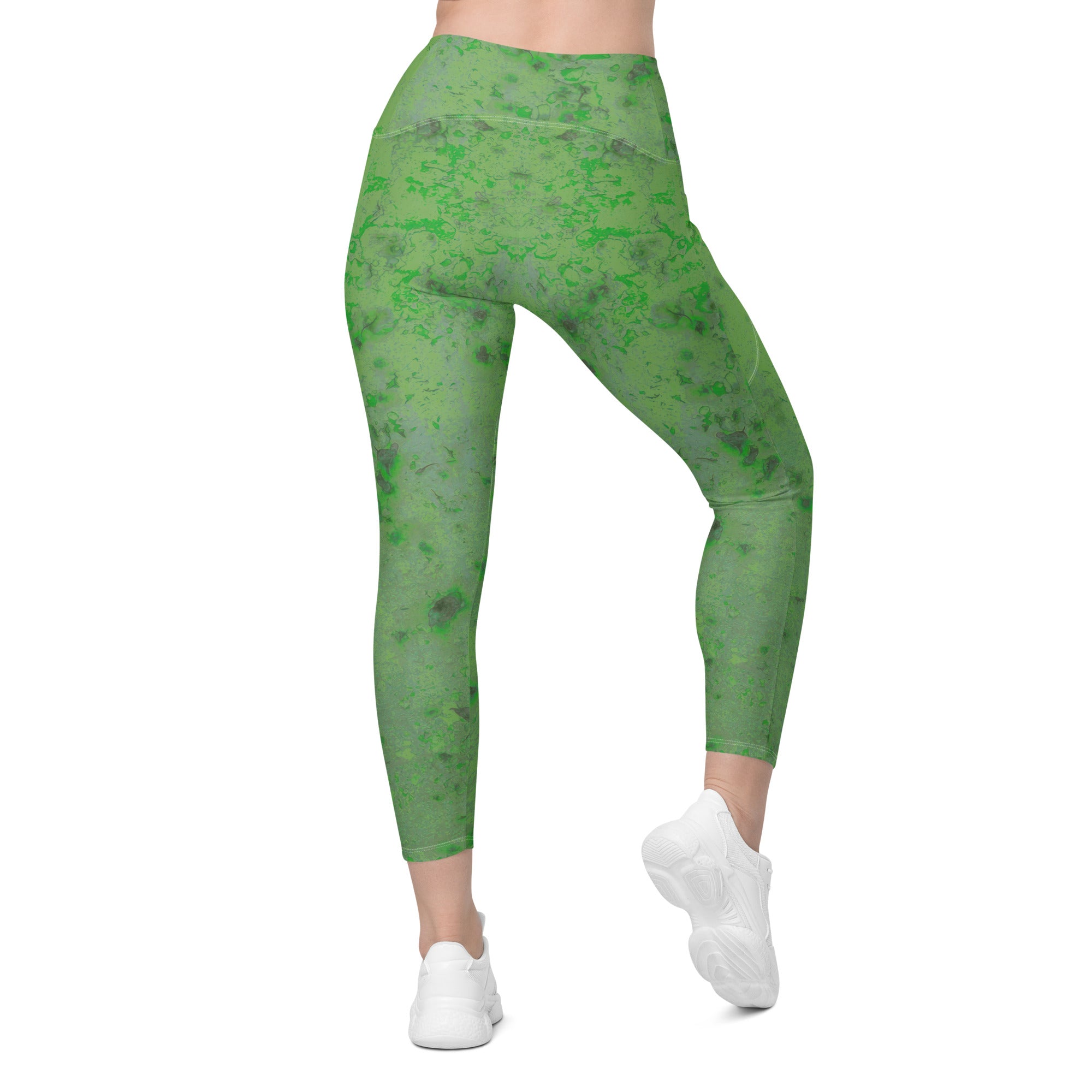 Athletic Pose in Quilted Cozy Crossover Leggings with Pockets