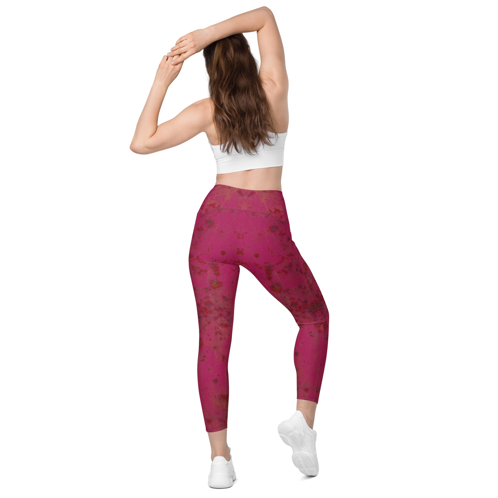 Back View Showing Pockets on Cable Knit Crossover Leggings