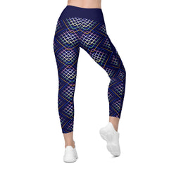 Geometric pattern detail on crossover leggings.