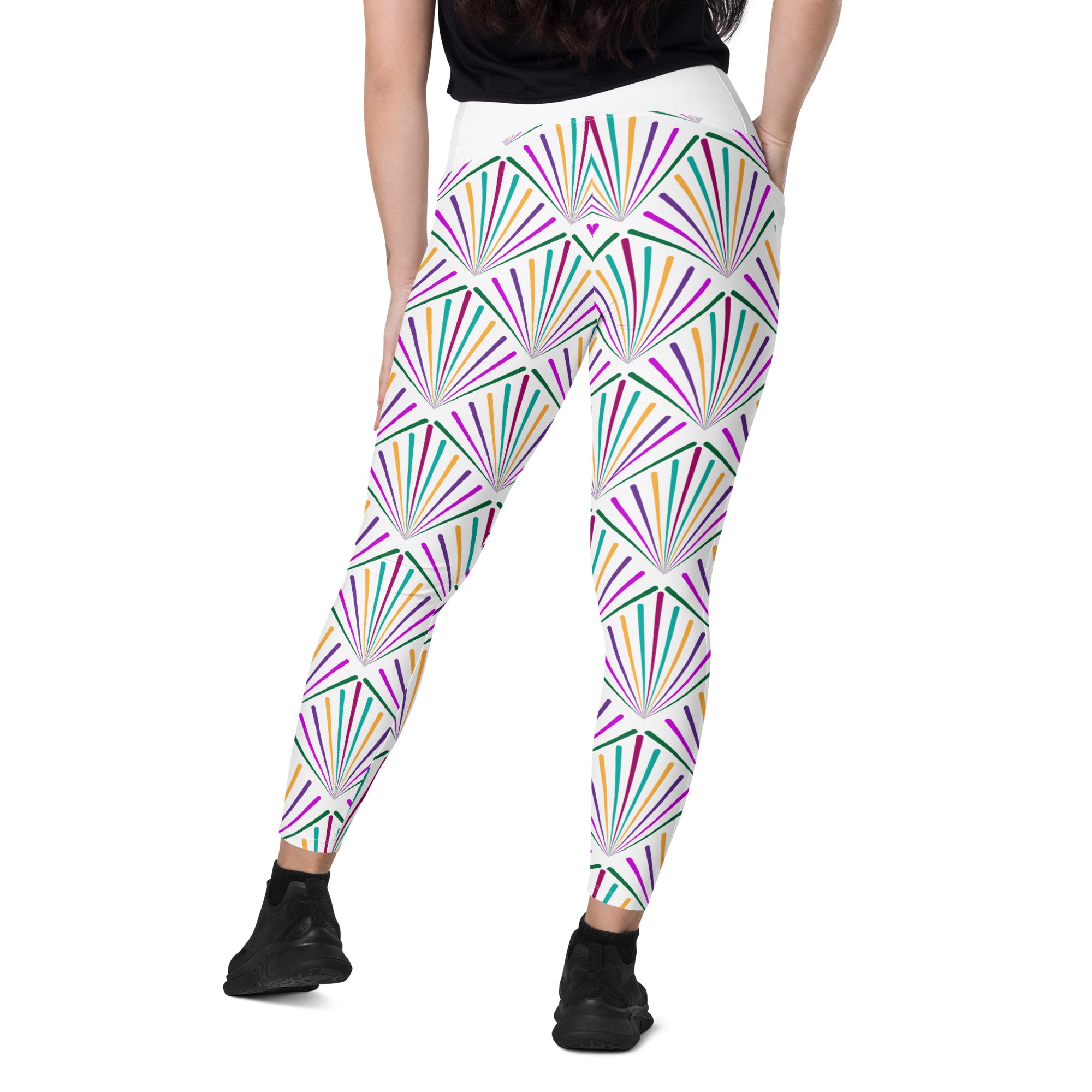 Full-length view of Ocean Waves crossover leggings