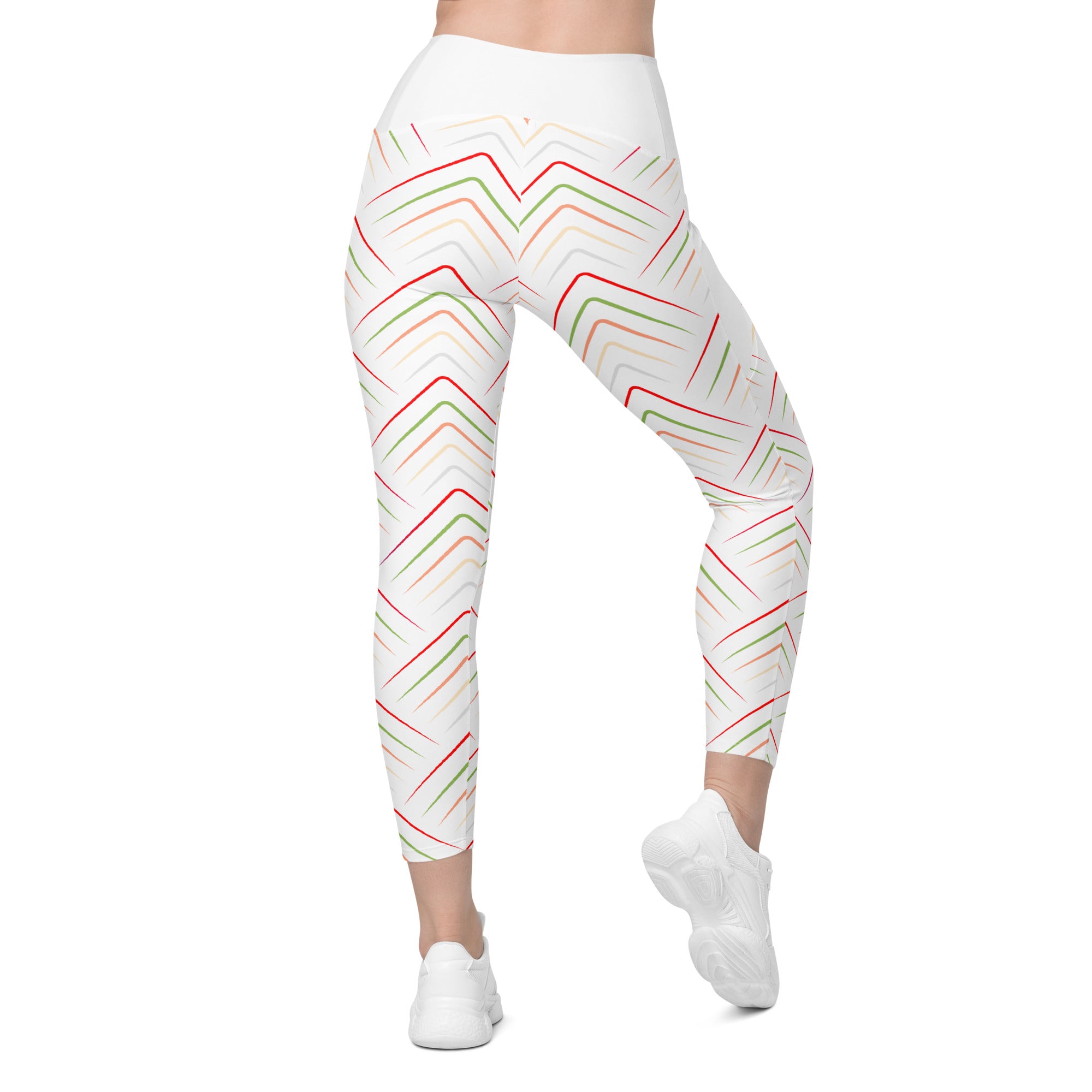 Rear view of Pastel Dreams leggings showcasing crossover style