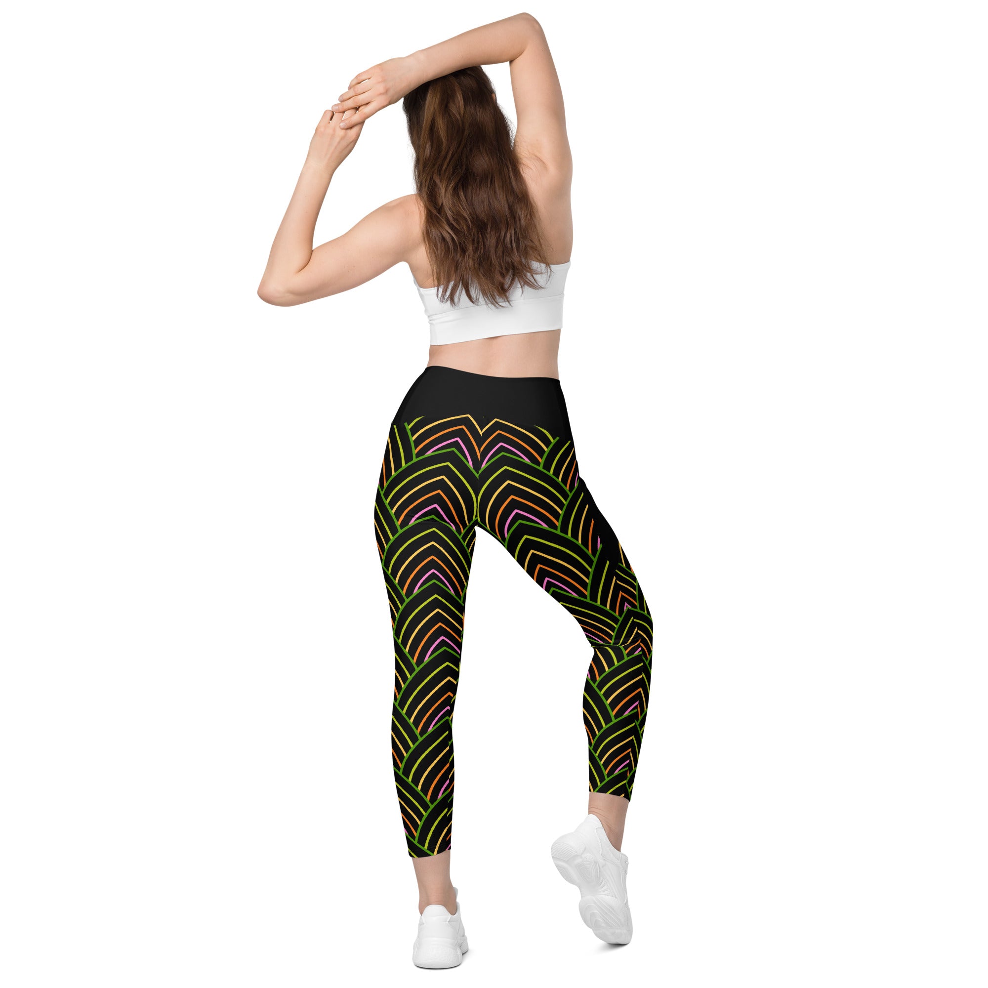 Side view of Marble Luxe Crossover Leggings.