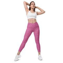 Boho Chic Tapestry All-Over Print Crossover Leggings with Pockets