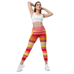 Galactic Rainbow Crossover Leggings with Pockets