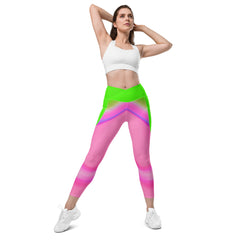 Serenity Wave Wavy Gradient Crossover Leggings with Pockets