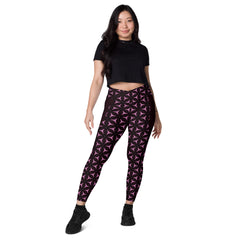 Neon Wave Crossover Leggings with Pockets