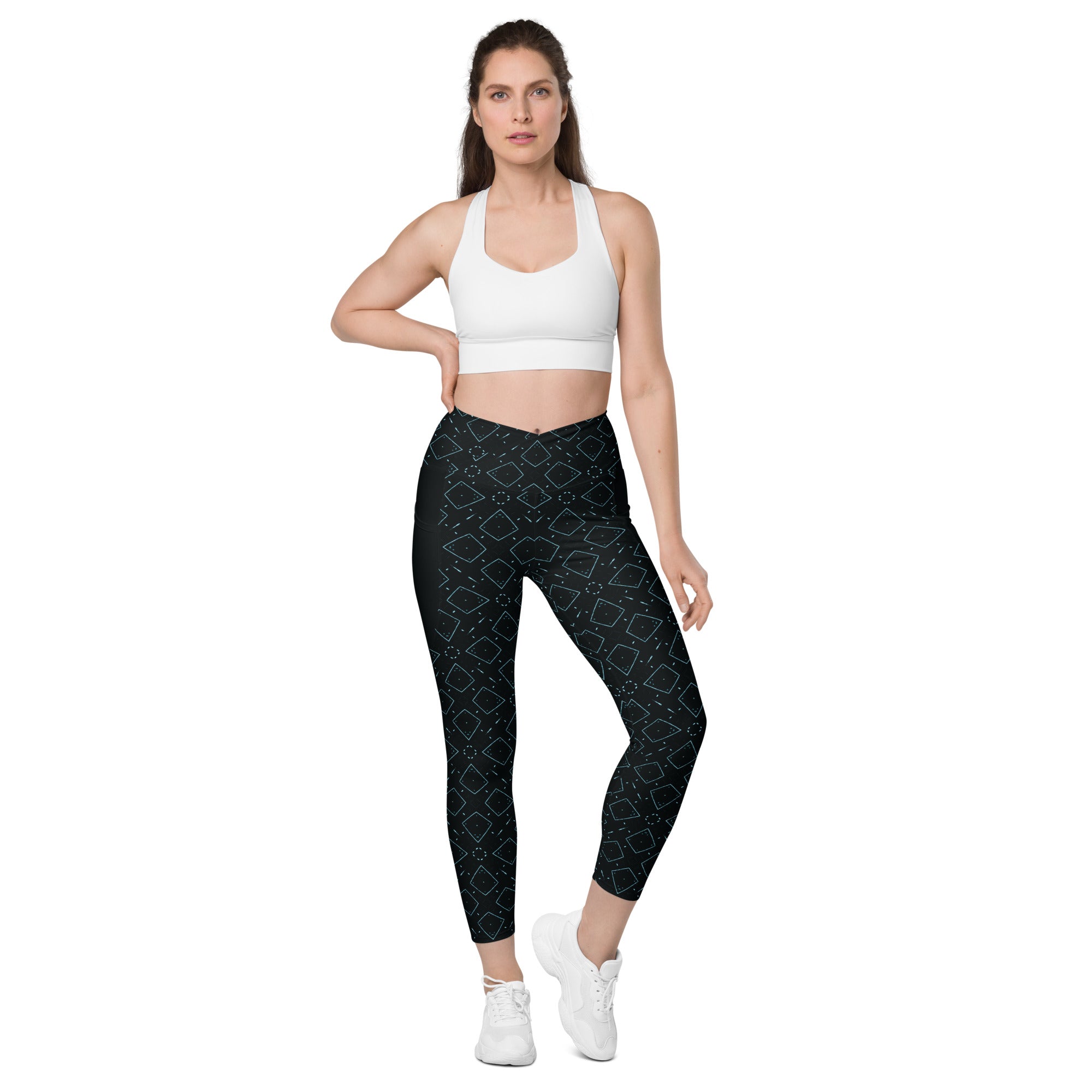 Tribal Elegance All-Over Print Crossover Leggings With Pockets